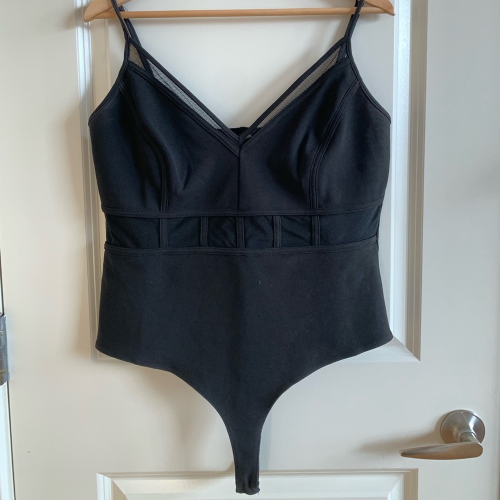 FASHION NOVA Mesh panel black bodysuit